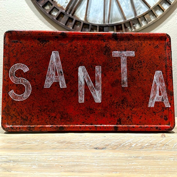 Vintage Cooler Lid w/“Santa” Stencil - Picture 1 of 5